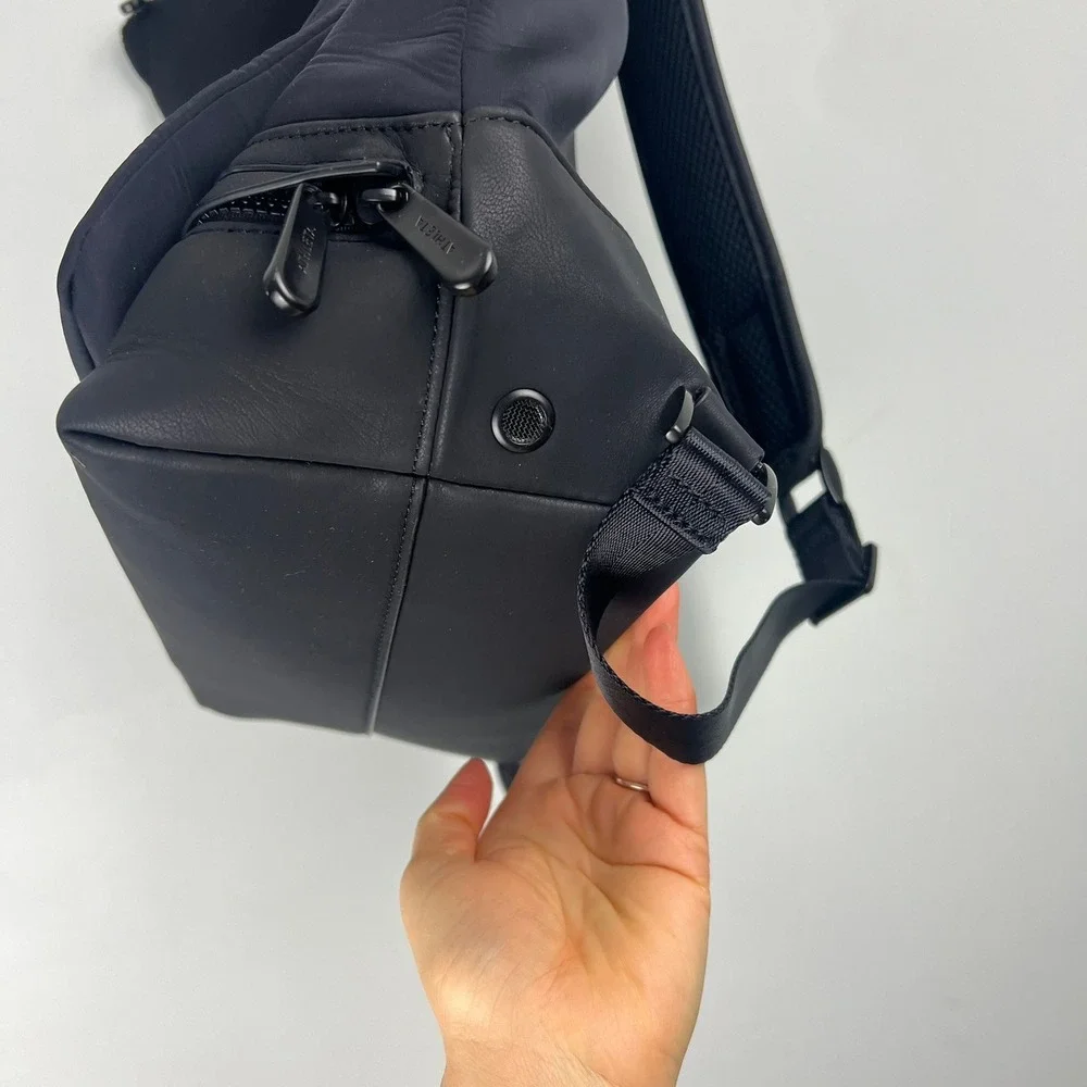 Caraa‎ x Athleta Black Neoprene Leather Trim Backpack Commuter Gym Bag Large